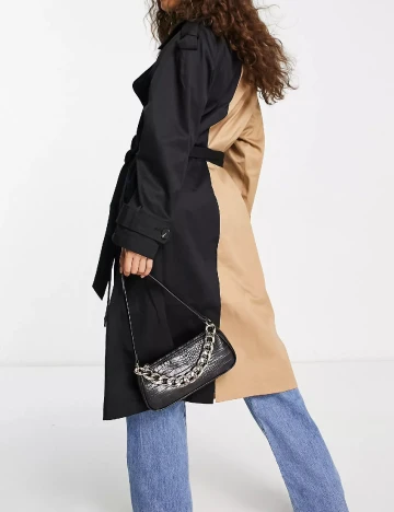 Trench ASOS, negru/crem Negru