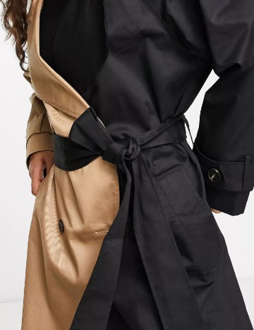 Trench ASOS, negru/crem