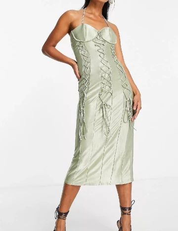 Rochie medie ASOS, verde Verde