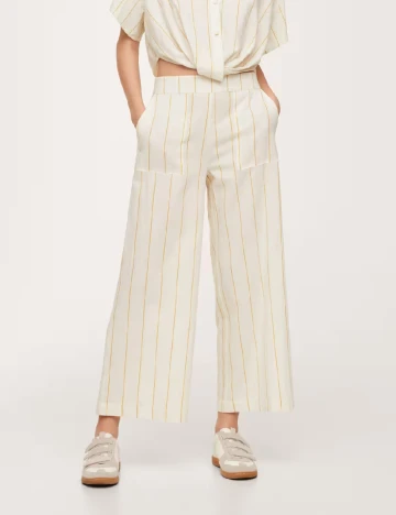 Pantaloni Mango, ecru Alb