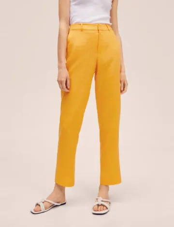 Pantaloni Mango, galben Galben