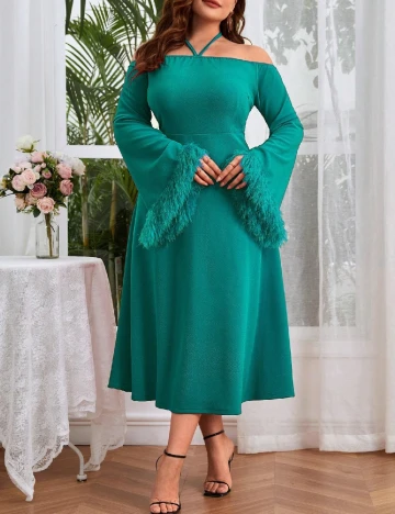 Rochie medie SHEIN CURVE, turcoaz Verde