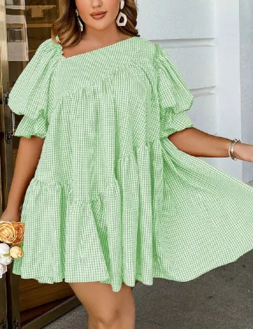 Rochie scurta Simplee Plus Size, verde Verde