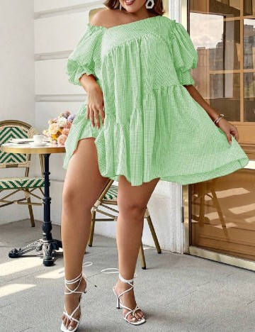 Rochie scurta Simplee Plus Size, verde