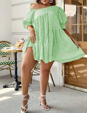 Rochie scurta Simplee Plus Size, verde Verde