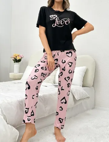 Pijama SHEIN, negru/roz Negru
