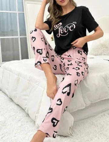 Pijama SHEIN, negru/roz Negru