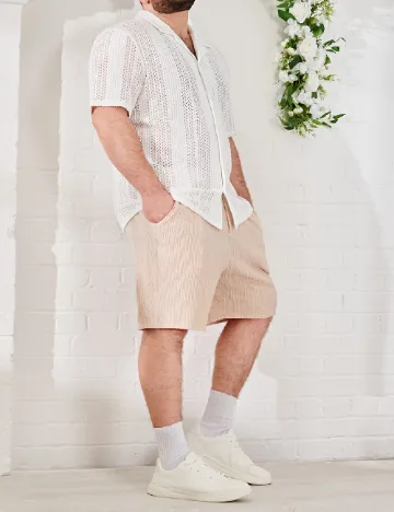 Camasa SHEIN Plus Size Men, alb Alb