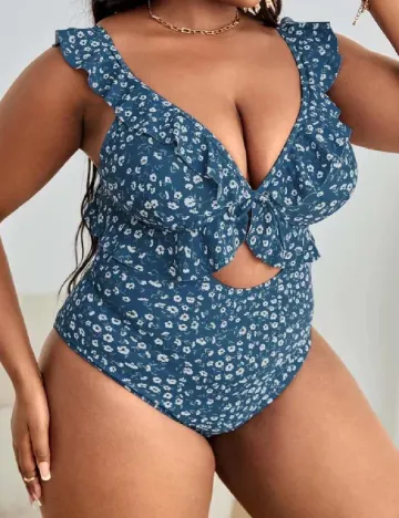 Costum de baie SHEIN CURVE, albastru Albastru