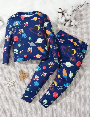 Pijamale Shein Kids, albastru Albastru