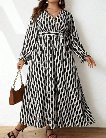 Rochie lunga SHEIN CURVE, alb-negru