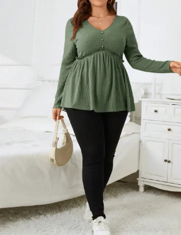 Bluza SHEIN CURVE, verde Verde