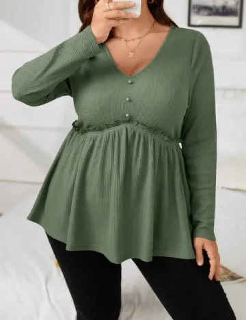 Bluza SHEIN CURVE, verde Verde