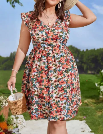 Rochie scurta SHEIN CURVE, floral print Floral print