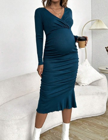 Rochie medie SHEIN Maternity, albastru