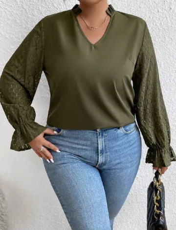 Bluza SHEIN CURVE, verde Verde