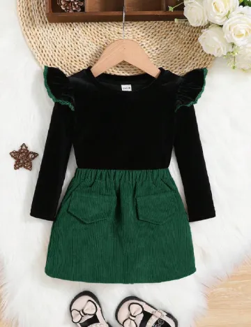 Compleu Shein Kids, negru/verde Verde