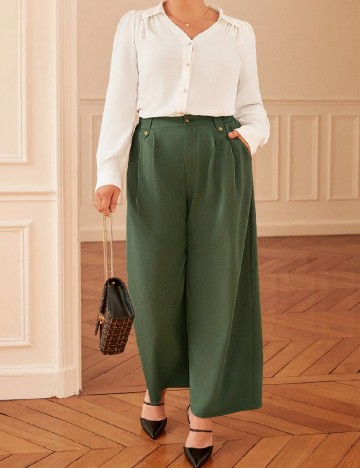 Pantaloni SHEIN CURVE, verde