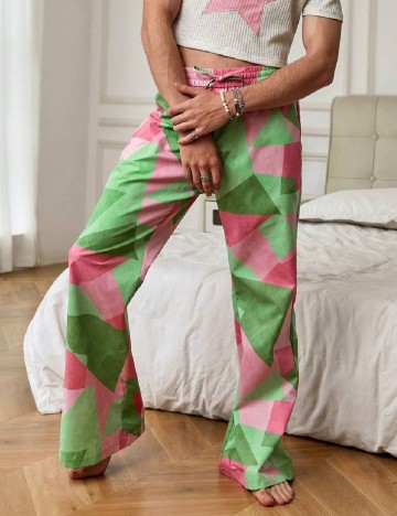 Pantaloni SHEIN, verde/roz