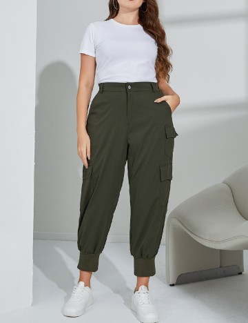 Pantaloni SHEIN CURVE, verde