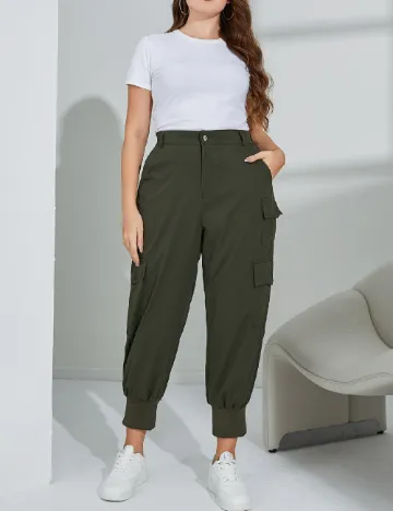 Pantaloni SHEIN CURVE, verde Verde