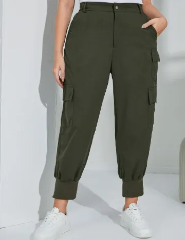 Pantaloni SHEIN CURVE, verde Verde