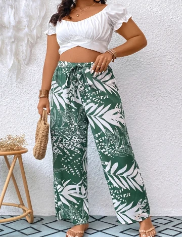 Pantaloni SHEIN CURVE, verde Verde