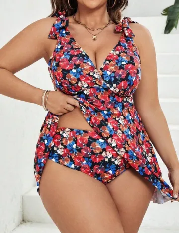 Costum de baie SHEIN CURVE, floral Floral print