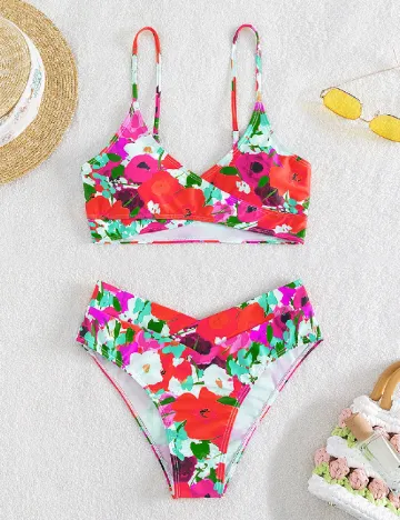 Costum de baie SHEIN, floral Floral print