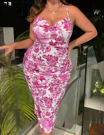 Rochie medie SHEIN CURVE, roz