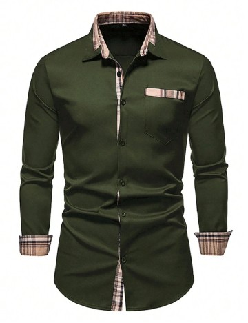 Camasa SHEIN Plus Size Men, verde