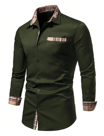 Camasa SHEIN Plus Size Men, verde