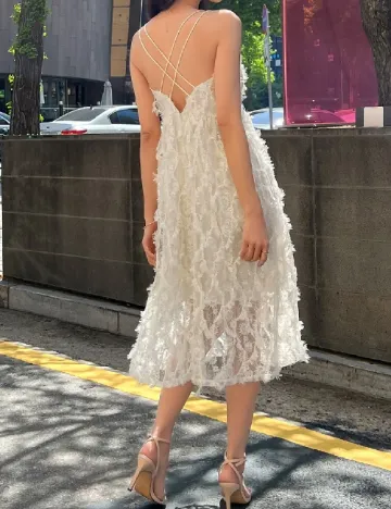 Rochie medie Dazy, ecru