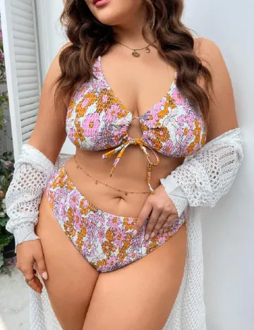 Costum de baie SHEIN CURVE, floral print Floral print