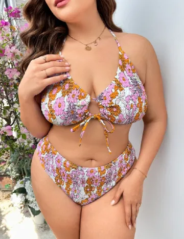 Costum de baie SHEIN CURVE, floral print Floral print