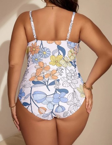 Costum de baie SHEIN CURVE, floral print