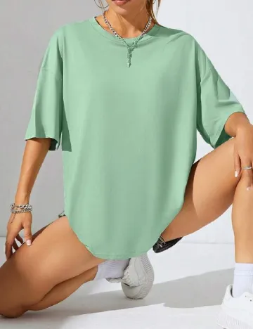 Tricou Oversize SHEIN, verde Verde
