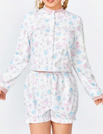 Pijama Romwe, alb Alb