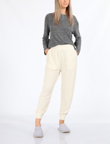 Pantaloni de pijama Aerie, crem