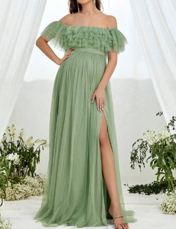 Rochie lunga SHEIN Maternity, verde