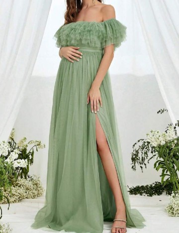 Rochie lunga SHEIN Maternity, verde