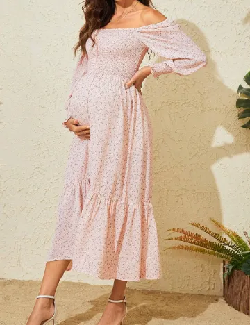 Rochie lunga SHEIN Maternity, roz Roz