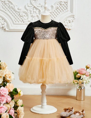 Rochie Shein Kids, crem/negru