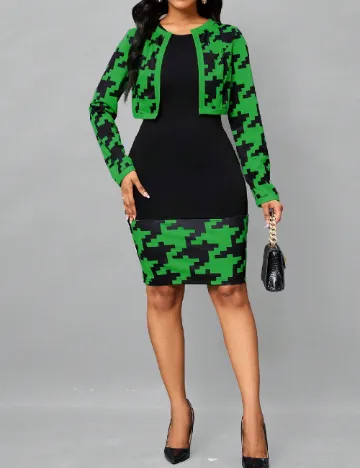 Rochie scurta SHEIN, negru/verde Negru