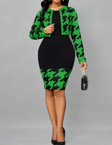 Rochie scurta SHEIN, negru/verde Negru