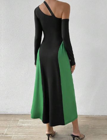 Rochie lunga SHEIN, negru/verde