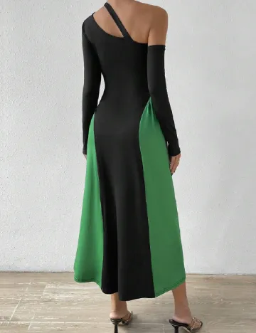 Rochie lunga SHEIN, negru/verde Negru