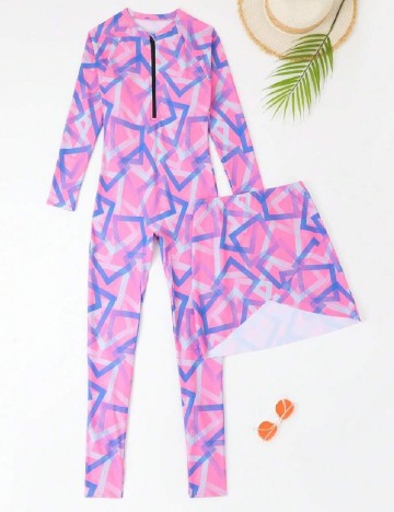 Costum de baie Shein Kids, roz