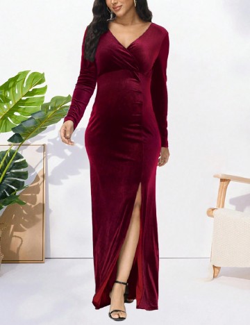 Rochie lunga SHEIN Maternity, visiniu