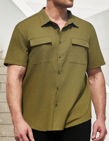 Camasa SHEIN Plus Size Men, verde